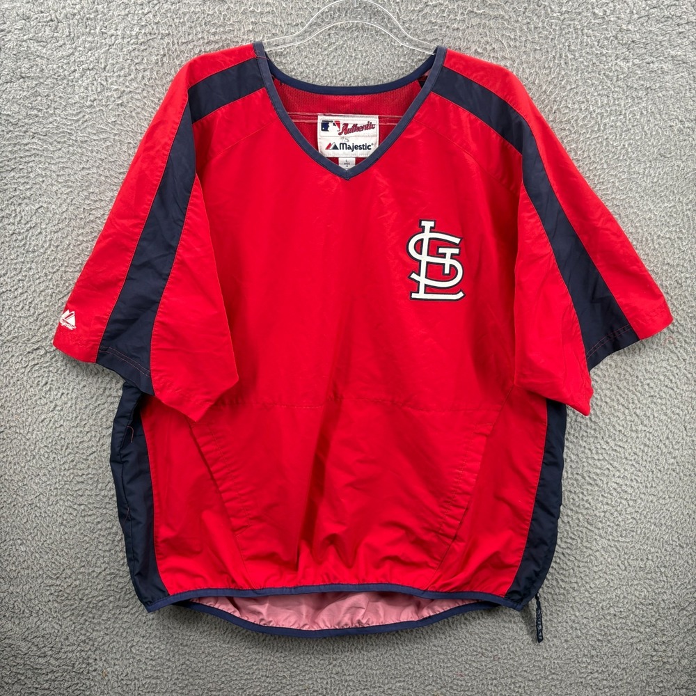 Majestic St Louis Cardinals Pullover Jacket Mens L MLB Windbreaker Player Issued